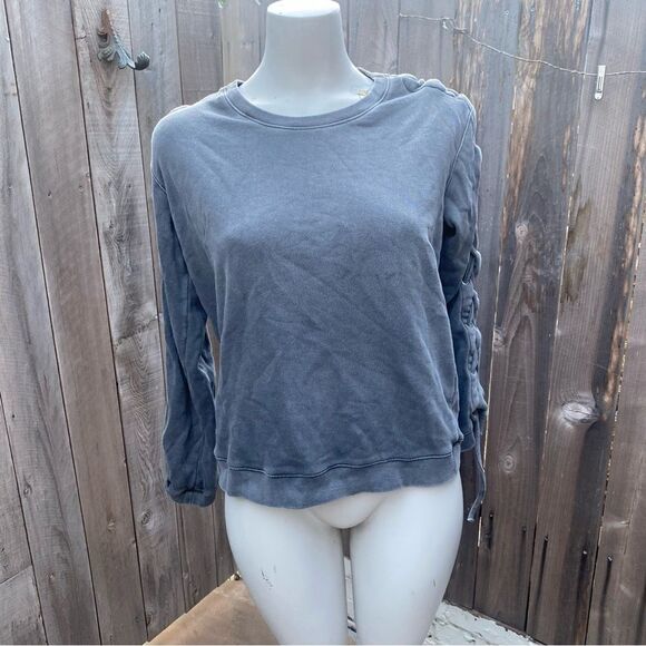 RtA Gray Braided Sleeve Detail Crew Neck Cotton Sweatshirt size XS - Picture 4 of 11